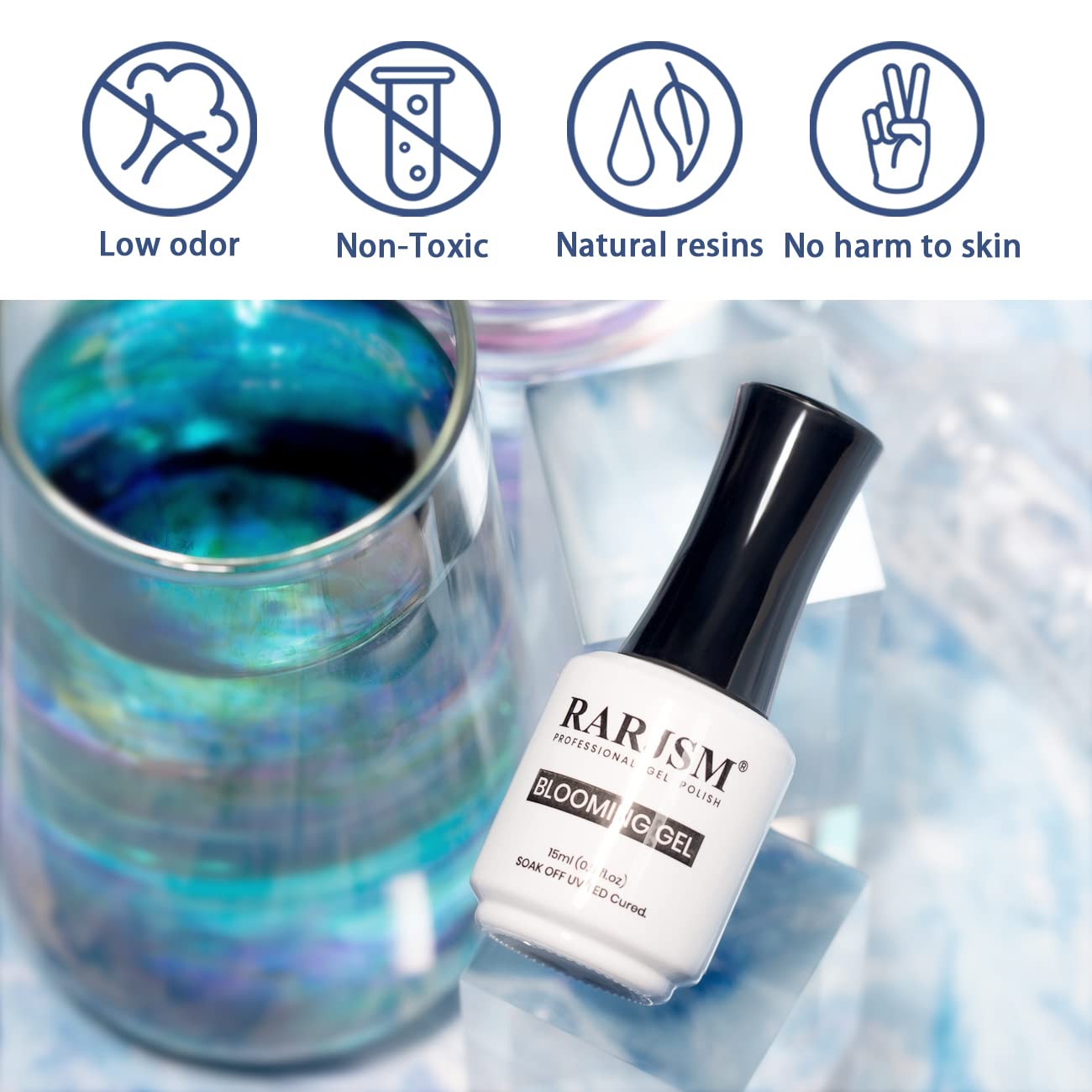 RARJSM Blooming Gel graffiti-style nails reveal bold patterns with blooming accents.