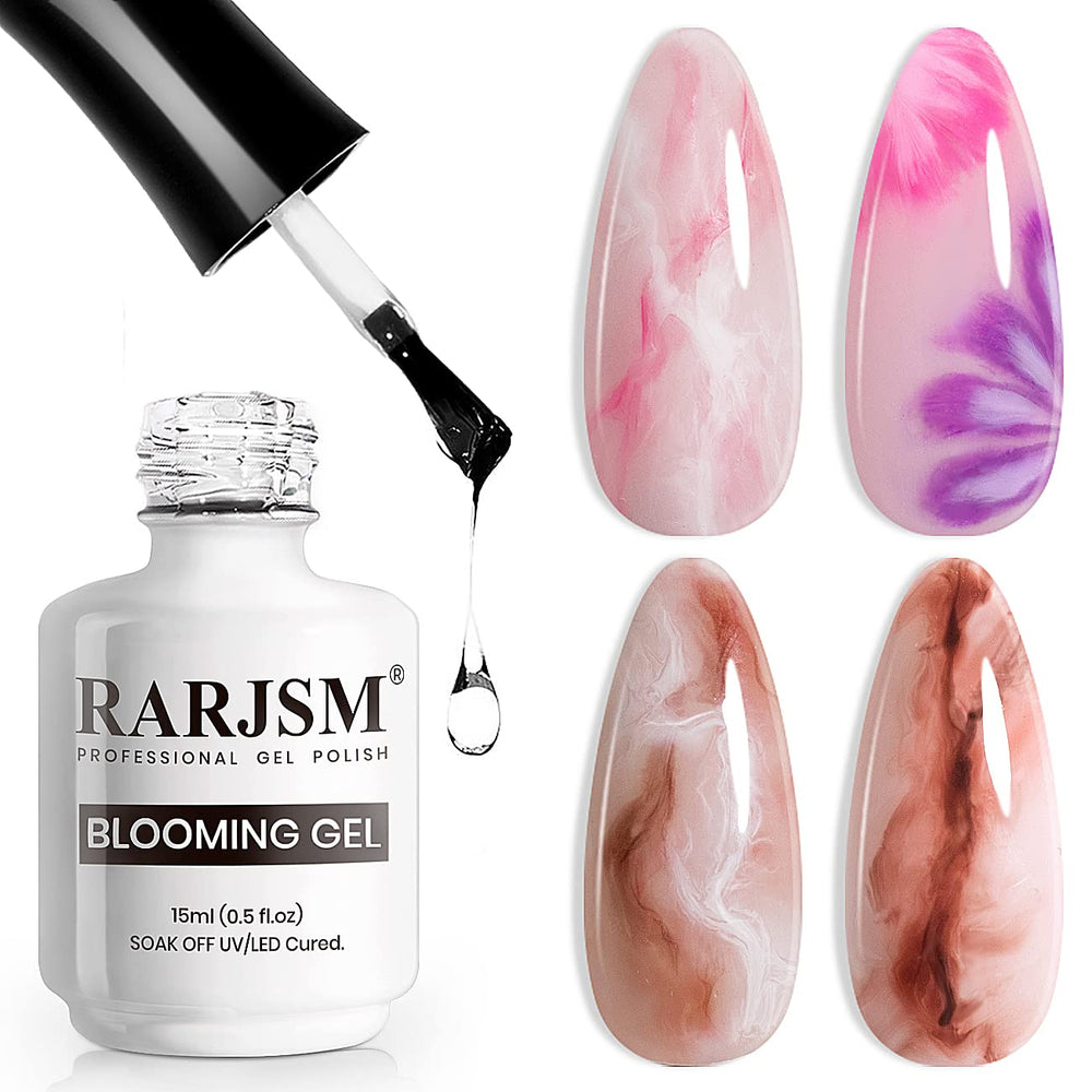RARJSM Blooming Gel Nail Polish clear base for blooming effects and smooth nail foundations.
