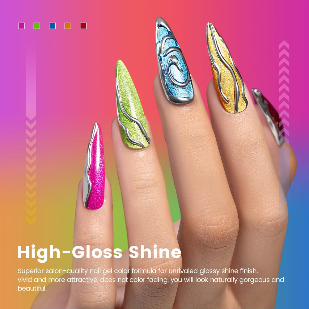 RARJSM bright orange cat eye nail polish for bold accents.