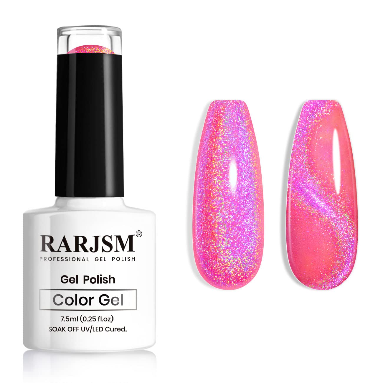 RARJSM cat eye gel polish in galaxy chameleon hot pink with magnetic shift for stylish nails.