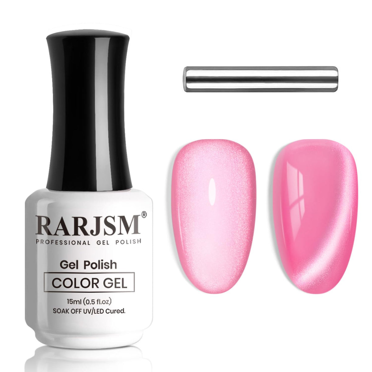 RARJSM cat-eye neon pink glitter bottle with magnetic shimmer for dramatic at-home manicures