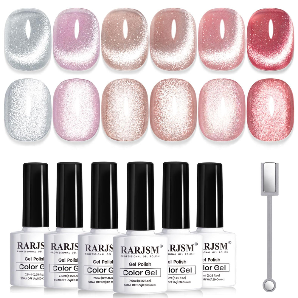 RARJSM cat-eye polish with diamond glow for radiant light reflection on nails