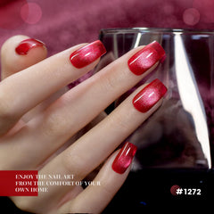 RARJSM Cat-eye glitter polish swatches show gradient red to burgundy