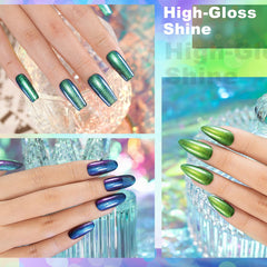 RARJSM nails with shift color demonstrate dynamic multi-chrome look