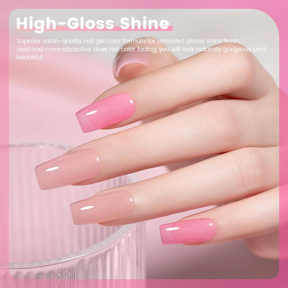 RARJSM clear jelly nail polish for a subtle, glassy finish on nails.