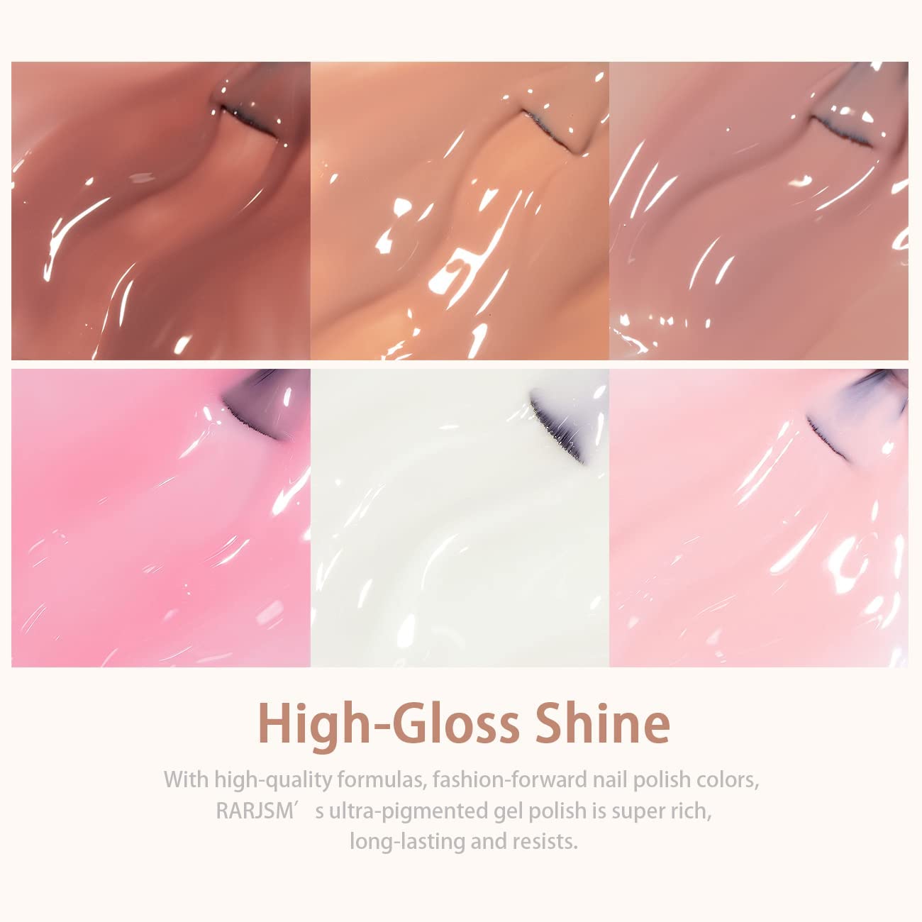 RARJSM clear translucent gel bottle adds glossy, transparent finish.