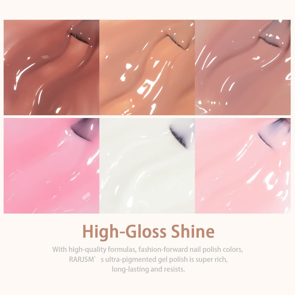 RARJSM clear translucent gel bottle adds glossy, transparent finish.