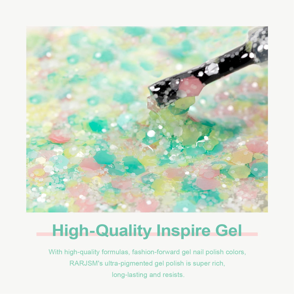 RARJSM DIY nail art with glitter gel polish for creative nails
