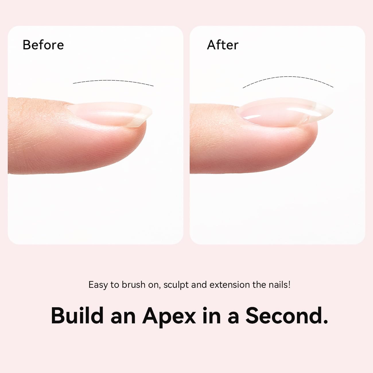 RARJSM extended nails with 1-2 cm length using rubber base gel.