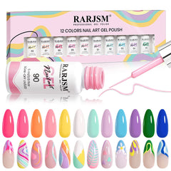 RARJSM gel liner pastel swatches show vibrant color options for creative nails