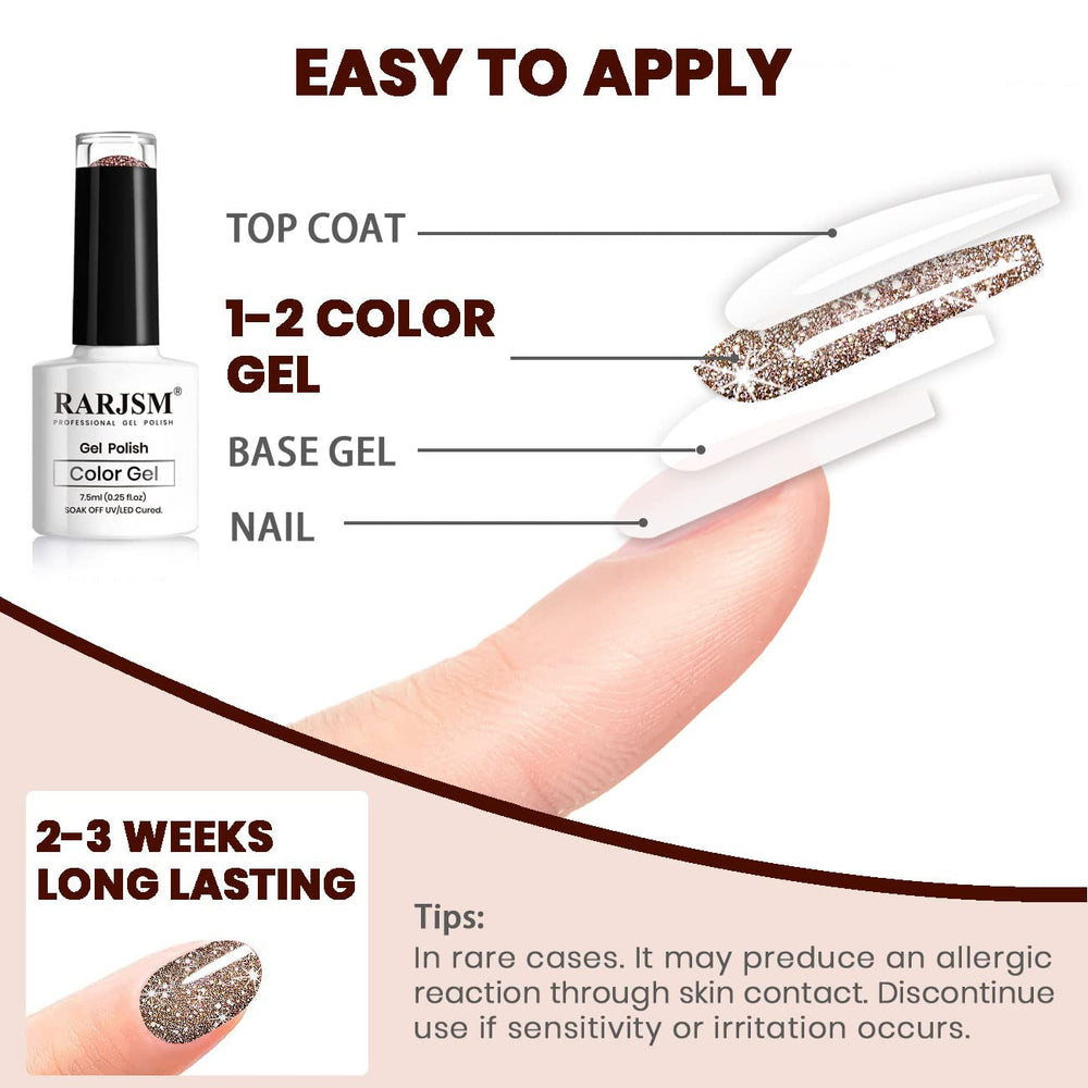 RARJSM long-wear glitter gel polish on nails after two weeks.