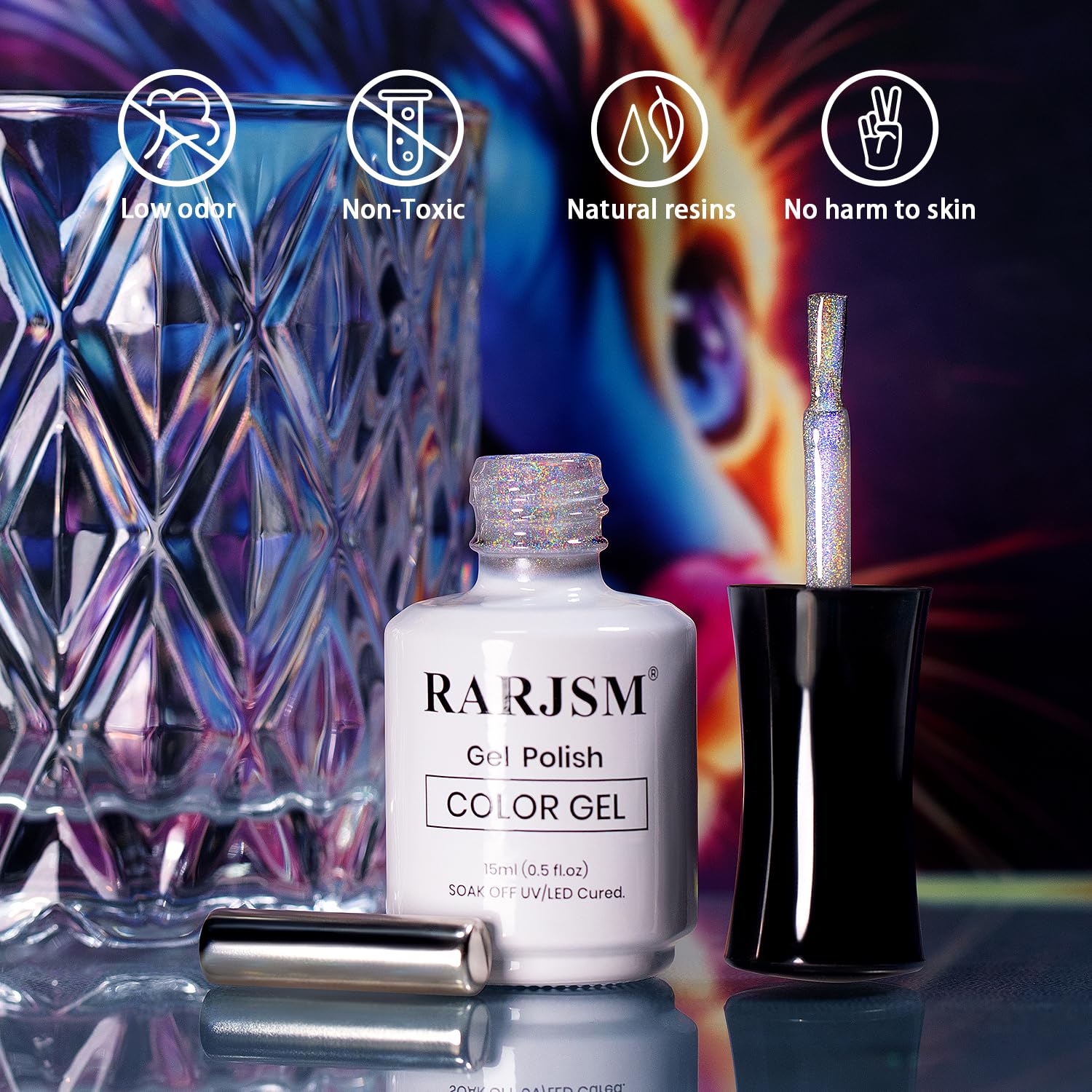 RARJSM lights reflecting gloss finish on nails after cure