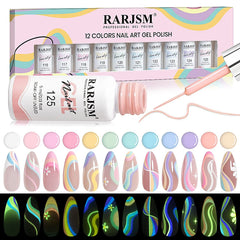 RARJSM Glow Nail Art Gel Liner in 12 colors for day and night designs