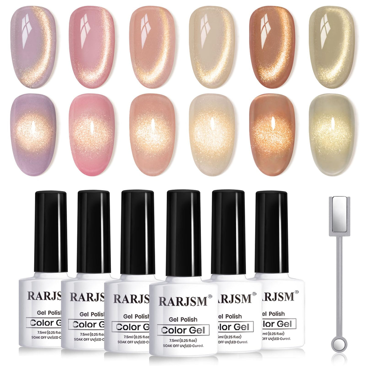 RARJSM gold cat eye polish bottles lined for a luxe at-home manicure