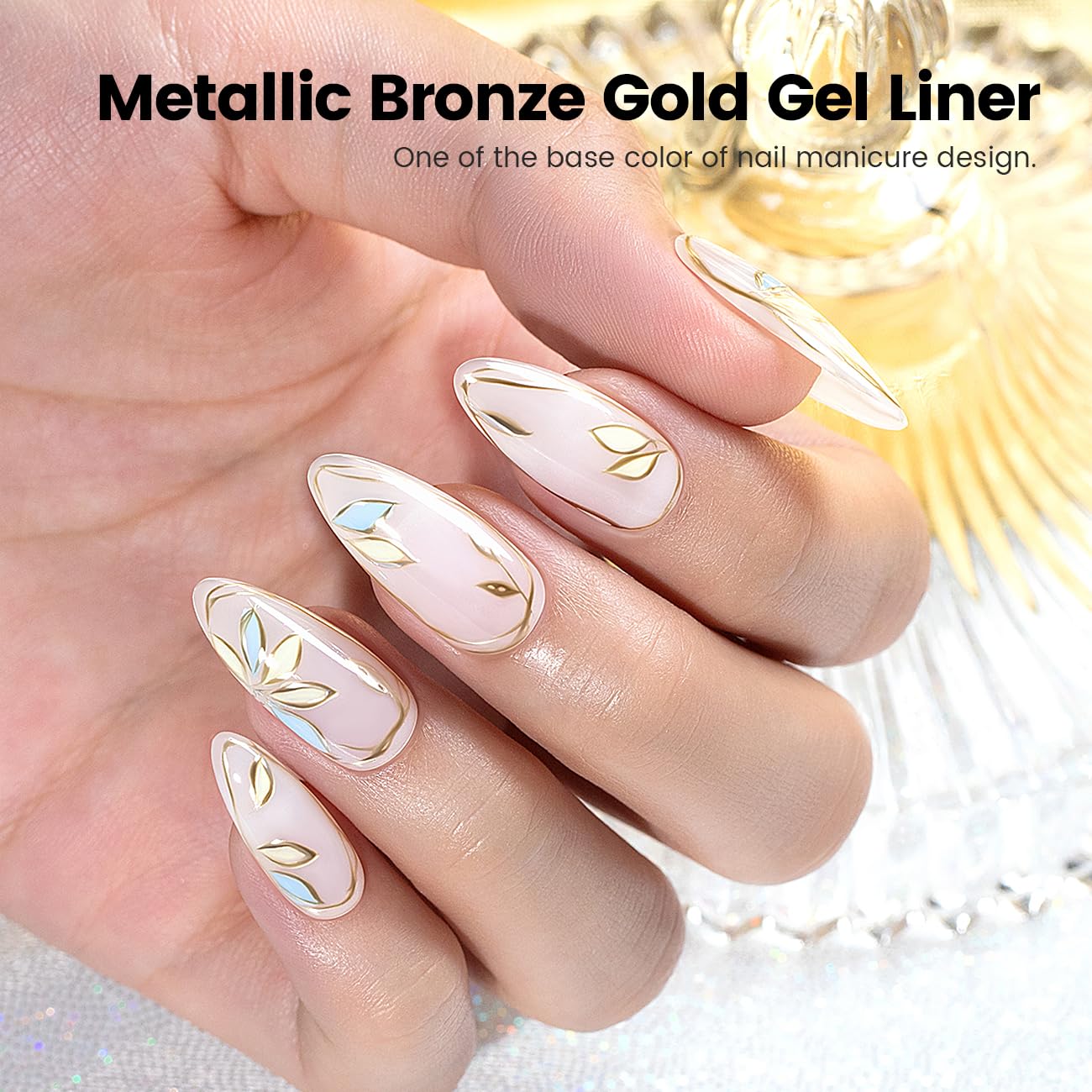 RARJSM gold chrome mirror finish gel option for high-shine nails.