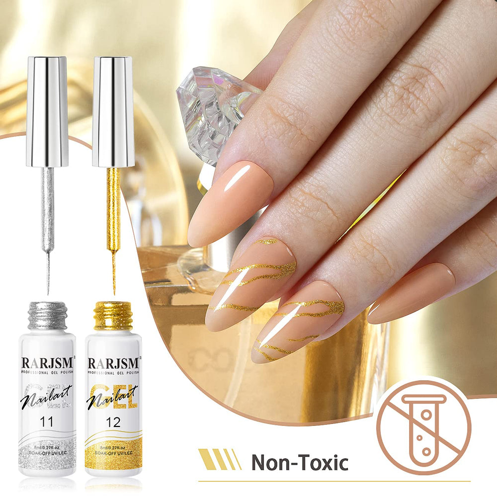 RARJSM gold silver glitter nail design set adds festive sparkle