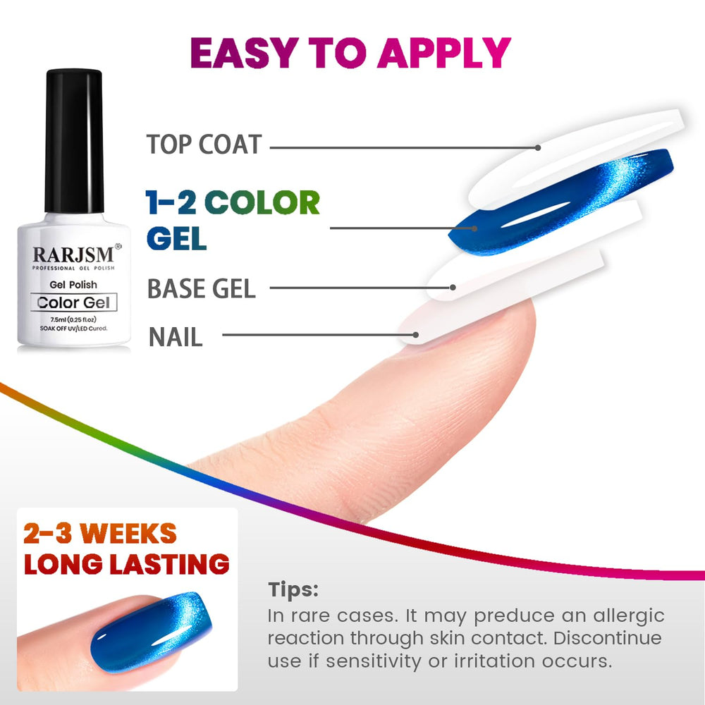 RARJSM green cat eye nail polish for fresh, shimmering nails.