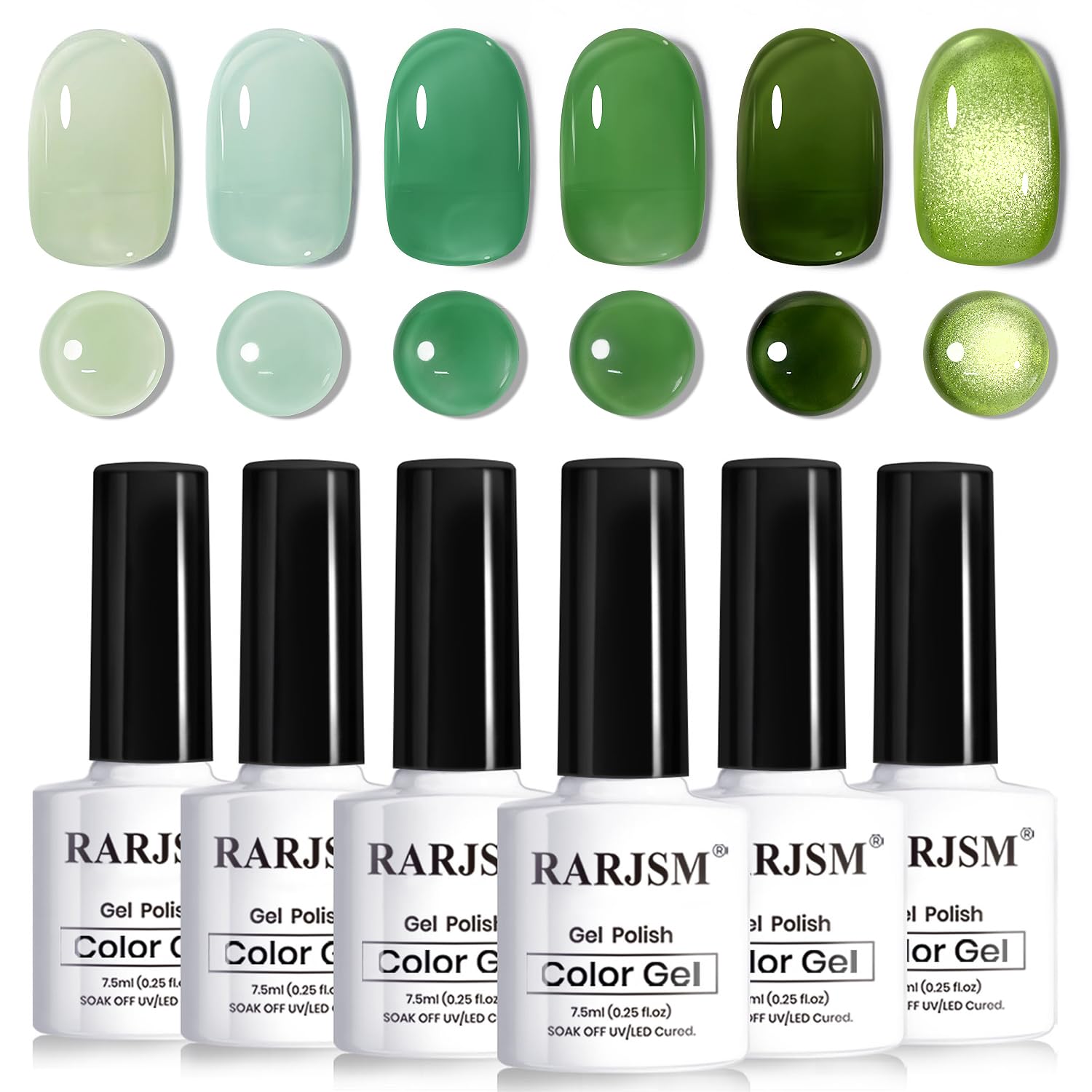 RARJSM green jelly glass polish amber collection displays glass-like shine for at-home manicures