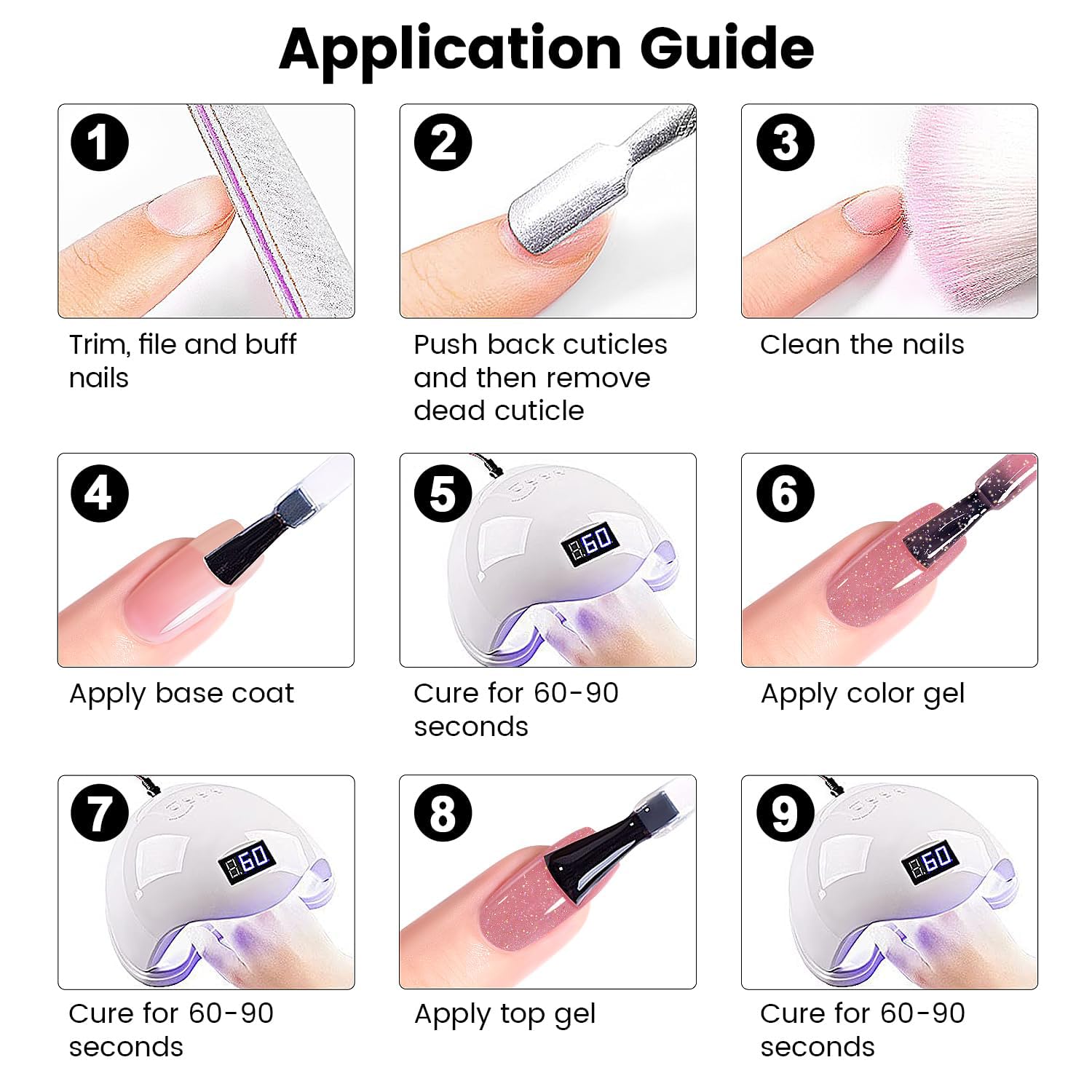 RARJSM home salon nude glitter base ideal for French manicure and nail art.