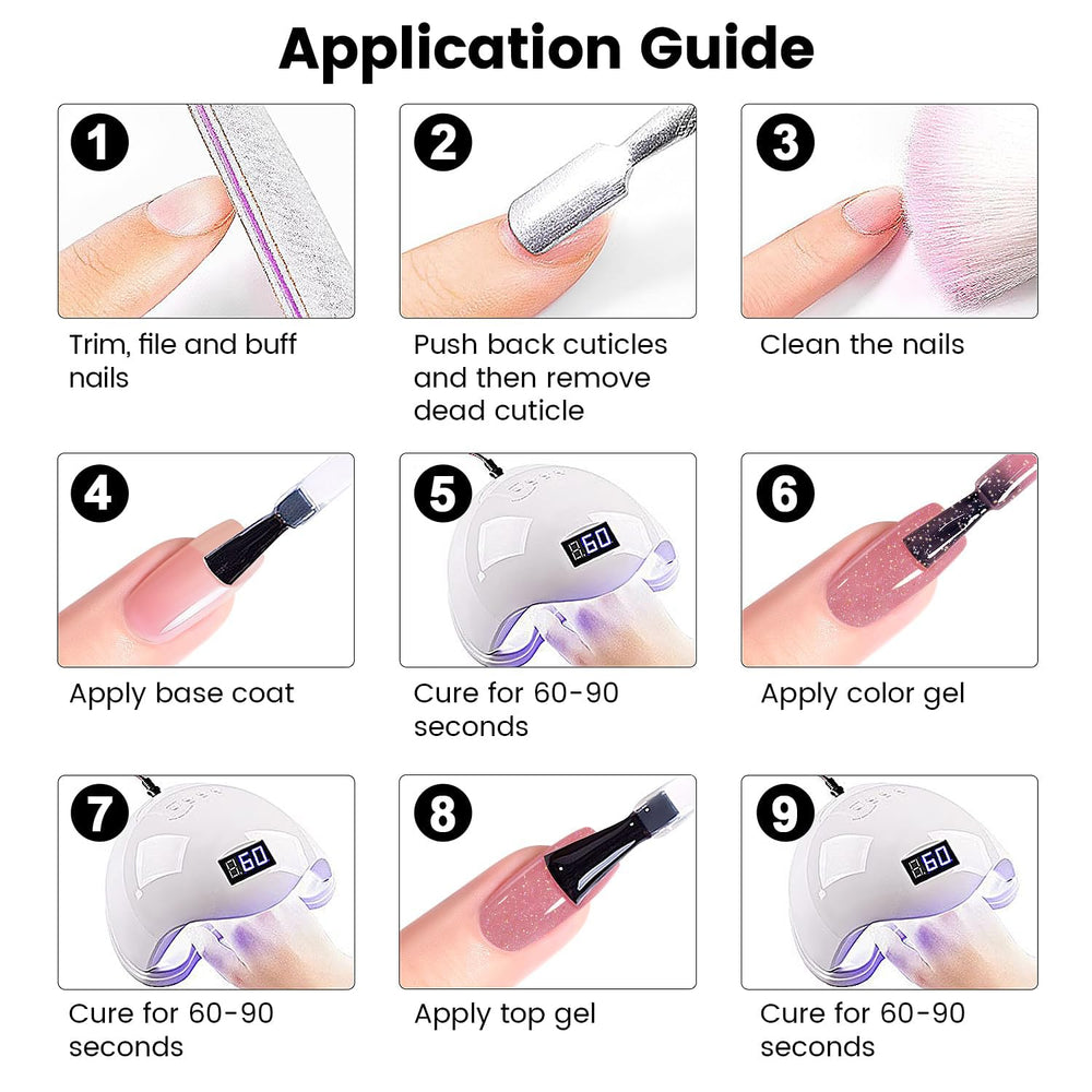 RARJSM home salon nude glitter base ideal for French manicure and nail art.