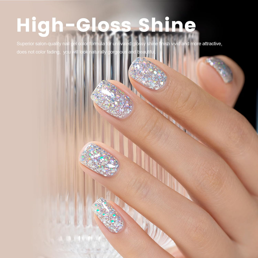 RARJSM iridescent diamond pigments on nails add luxurious shimmer.