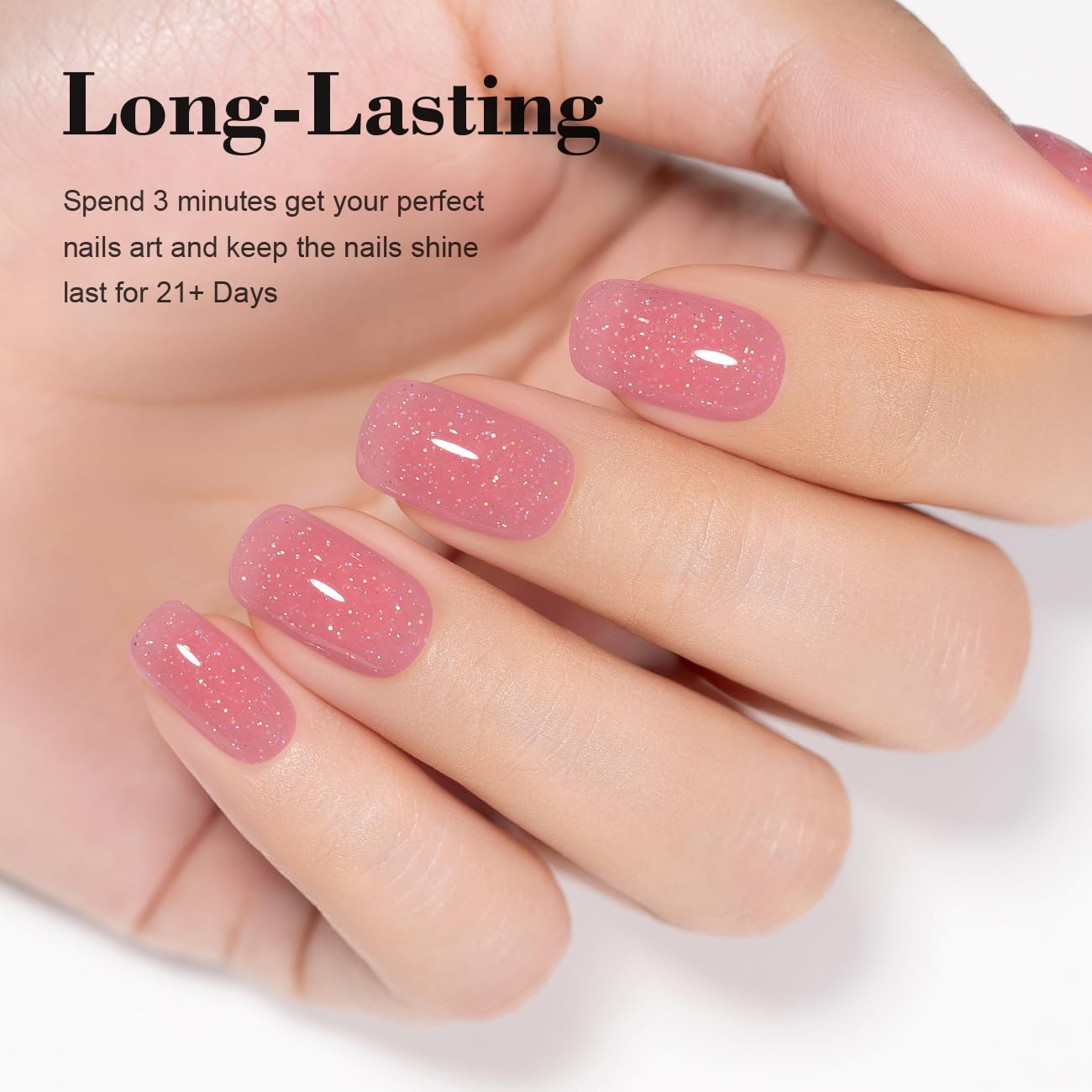 RARJSM iridescent glitter base adds rainbow shine to nails.