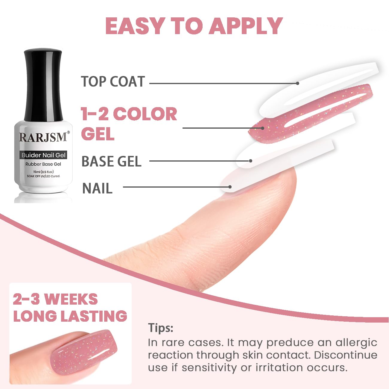 RARJSM LED/UV curing base coat for fast, salon-quality results at home.