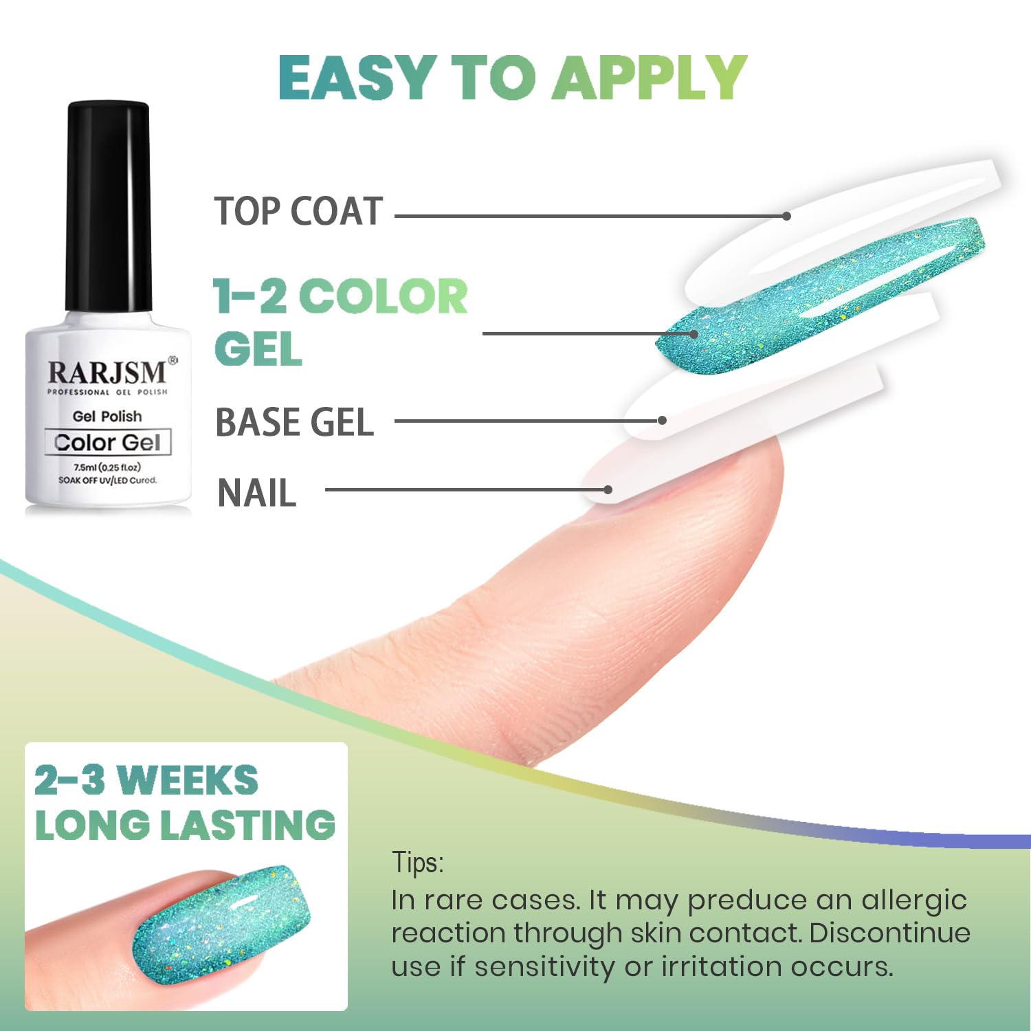 RARJSM LED/UV curing process shown on a gel manicure setup