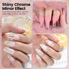 RARJSM rose gold chrome gel liner delivers luxurious reflective detail.