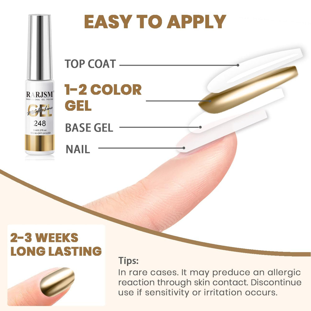 RARJSM two-pack metallic gel liner set for versatile nail creativity