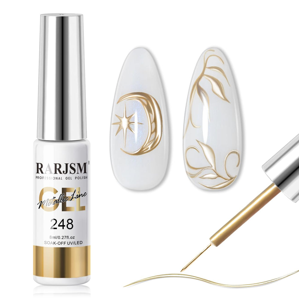RARJSM metallic nail art gel liner bronze gold base for chic manicure effects.