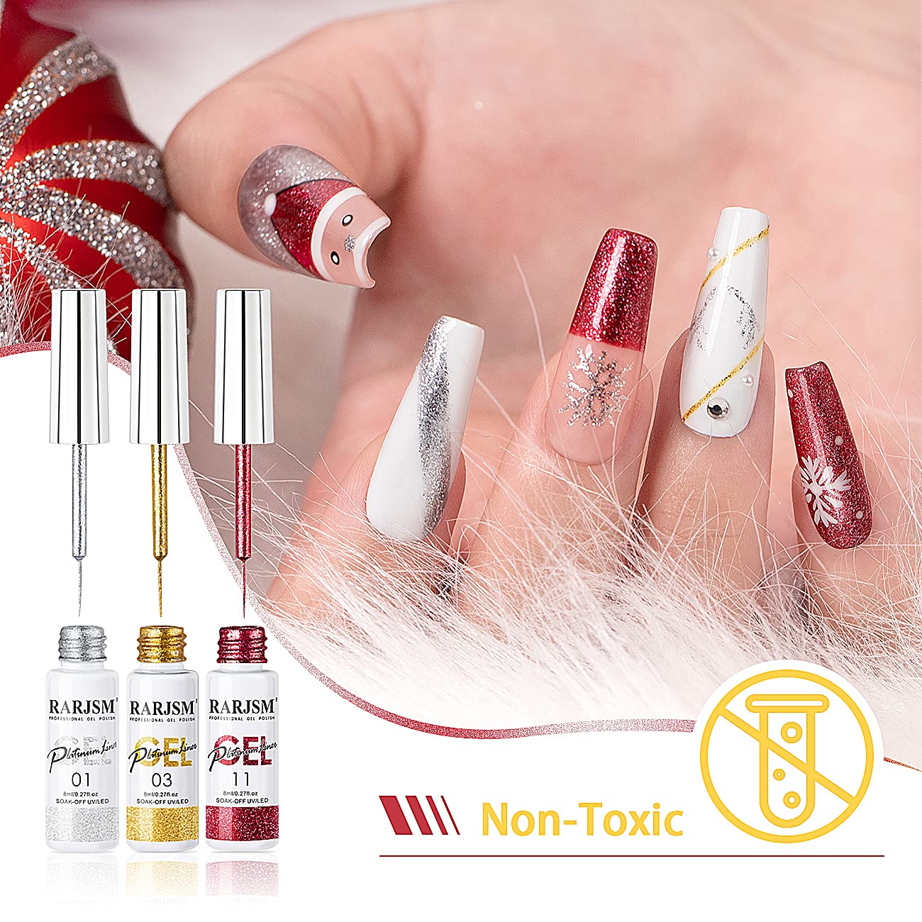 RARJSM Metallic liner brush closeup for precise nail art