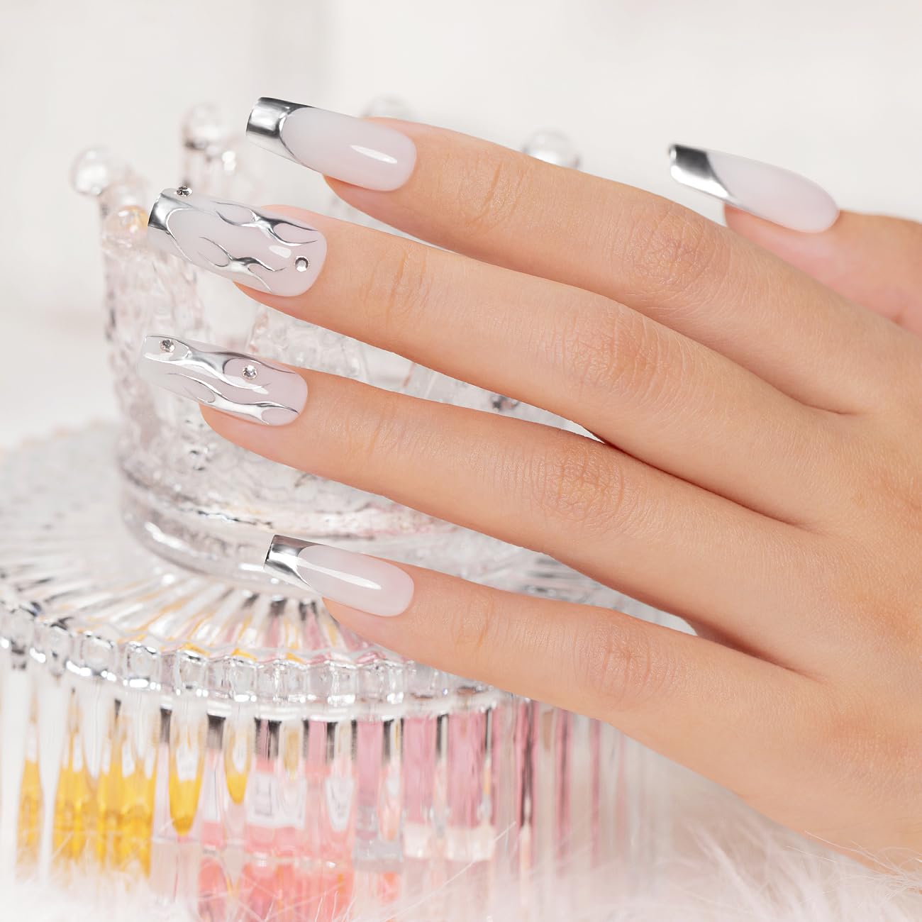 RARJSM metallic painting gel nails create bold 3D effects with reflective finish