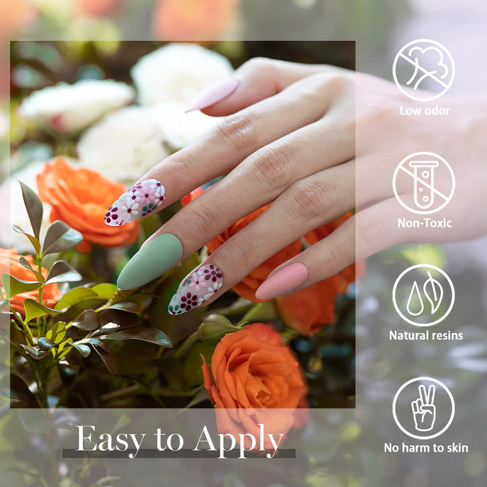 Slim liner brush enables precise drawing and outlining on nails.