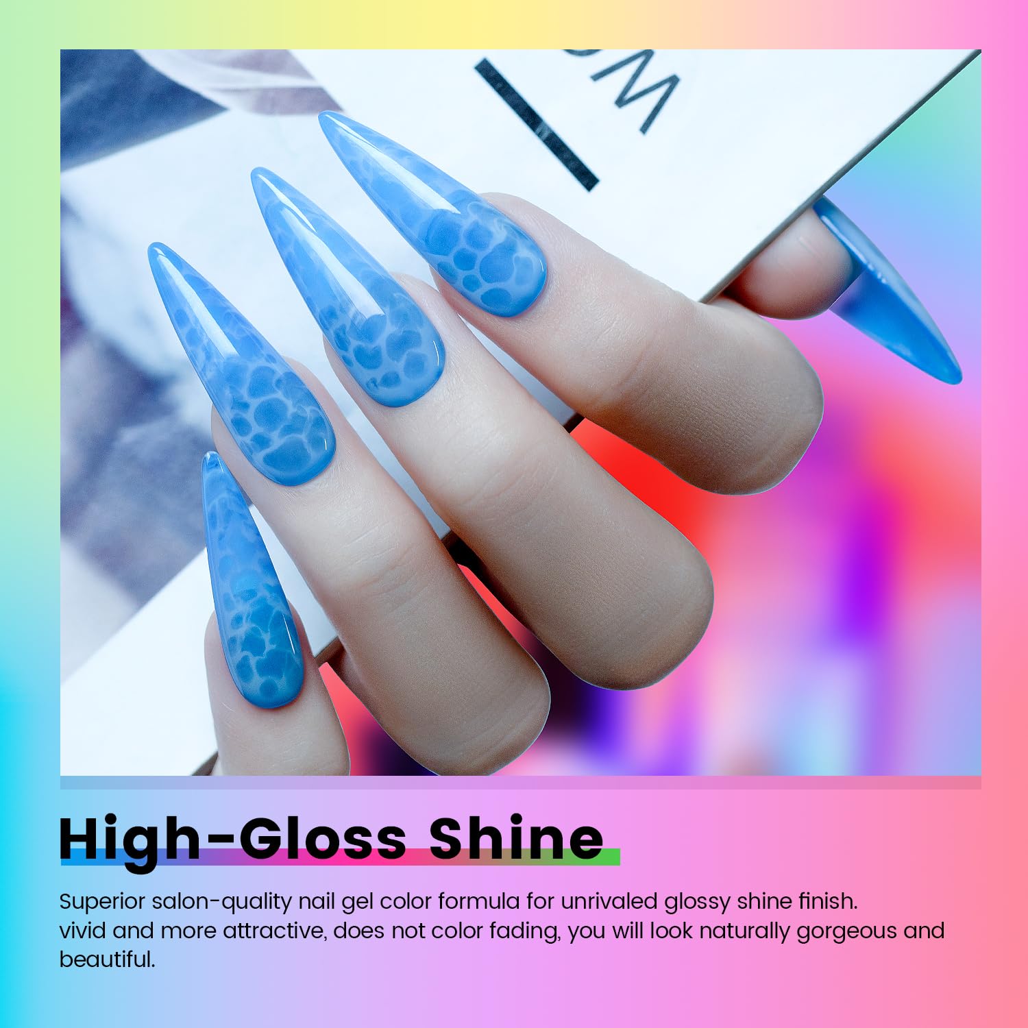 RARJSM Neon Jelly Gel nails art close-up reveals layered color depth.