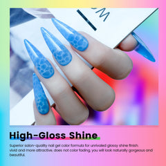 RARJSM Neon Jelly Gel nails art close-up reveals layered color depth.