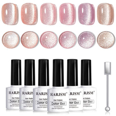 RARJSM Nude Cat Eye Set six nude shades for a versatile home manicure