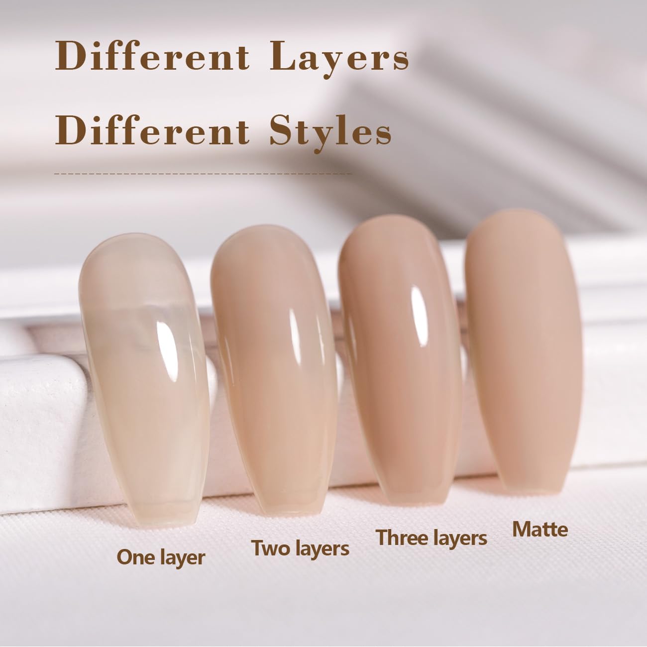 RARJSM Nude Gel Polish on nails with long-lasting gloss