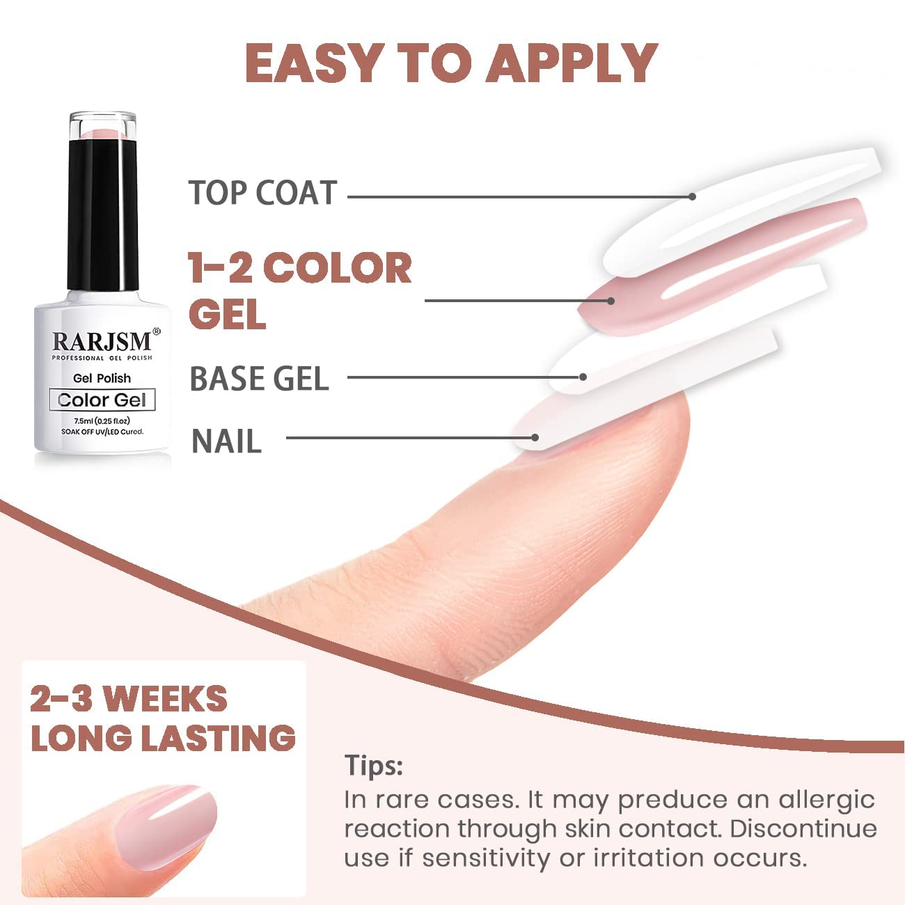 RARJSM nude gel polish set packaging displays six chic nude colors.
