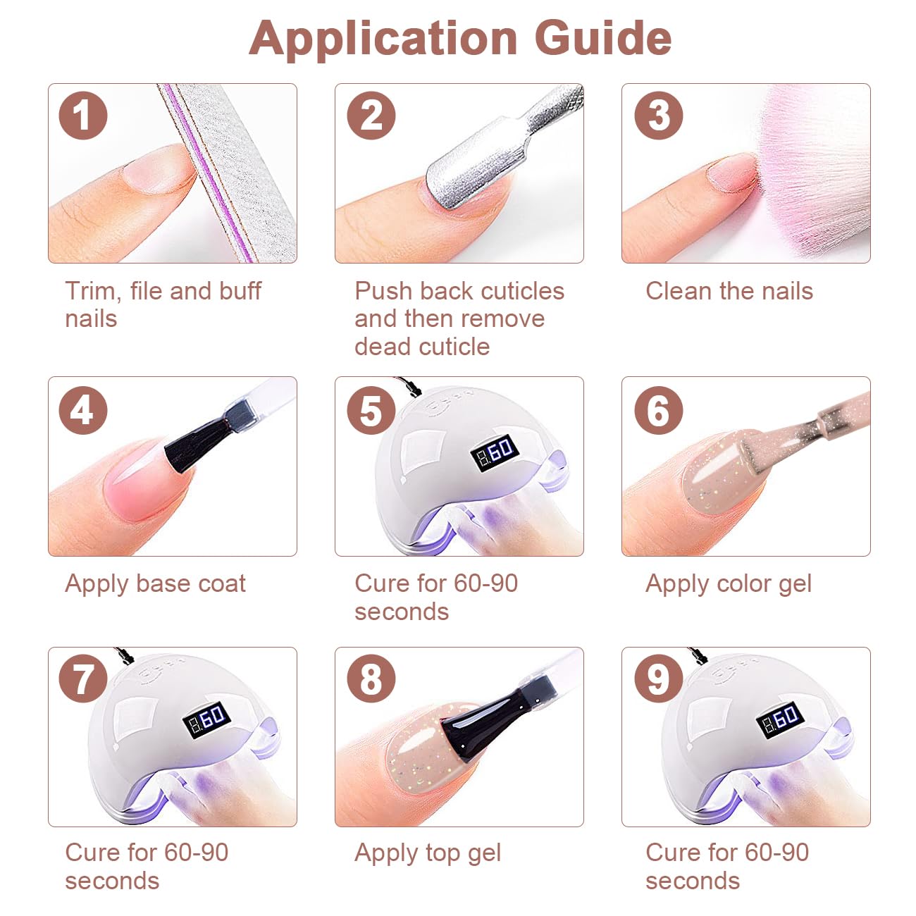 RARJSM nude-glitter polish reminder about patch test before use.