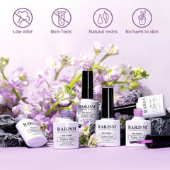 RARJSM Nude Purple Glitter nails on hand show subtle, versatile sparkle