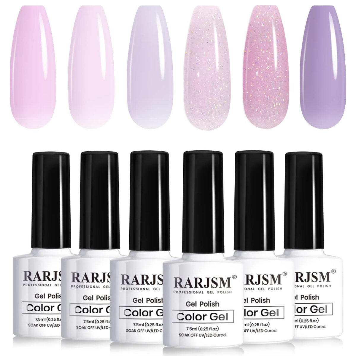 RARJSM Nude Purple Glitter polish bottle with iridescent shimmer for chic nails