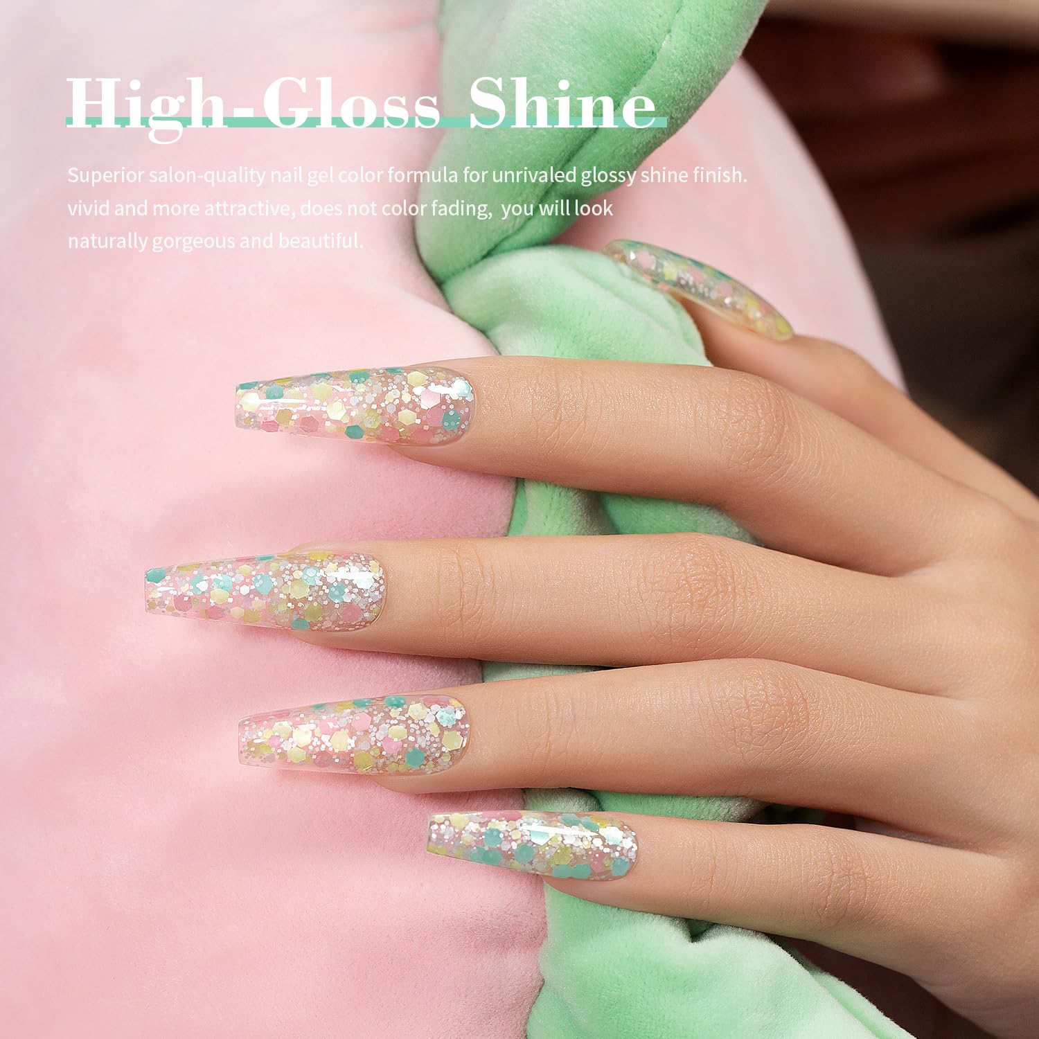 RARJSM pastel glitter gel polish being applied for smooth finish