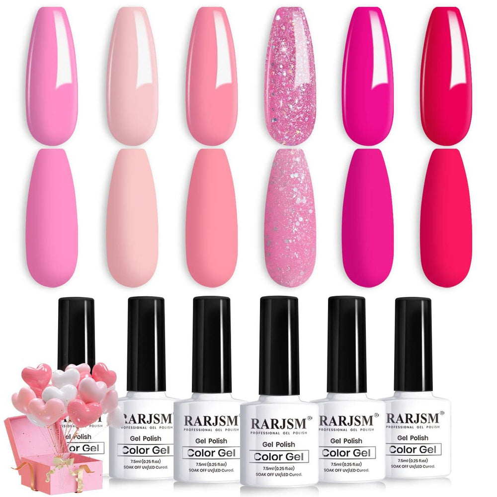 RARJSM pack shot of the pink gel nail polish set for versatile summer nails.