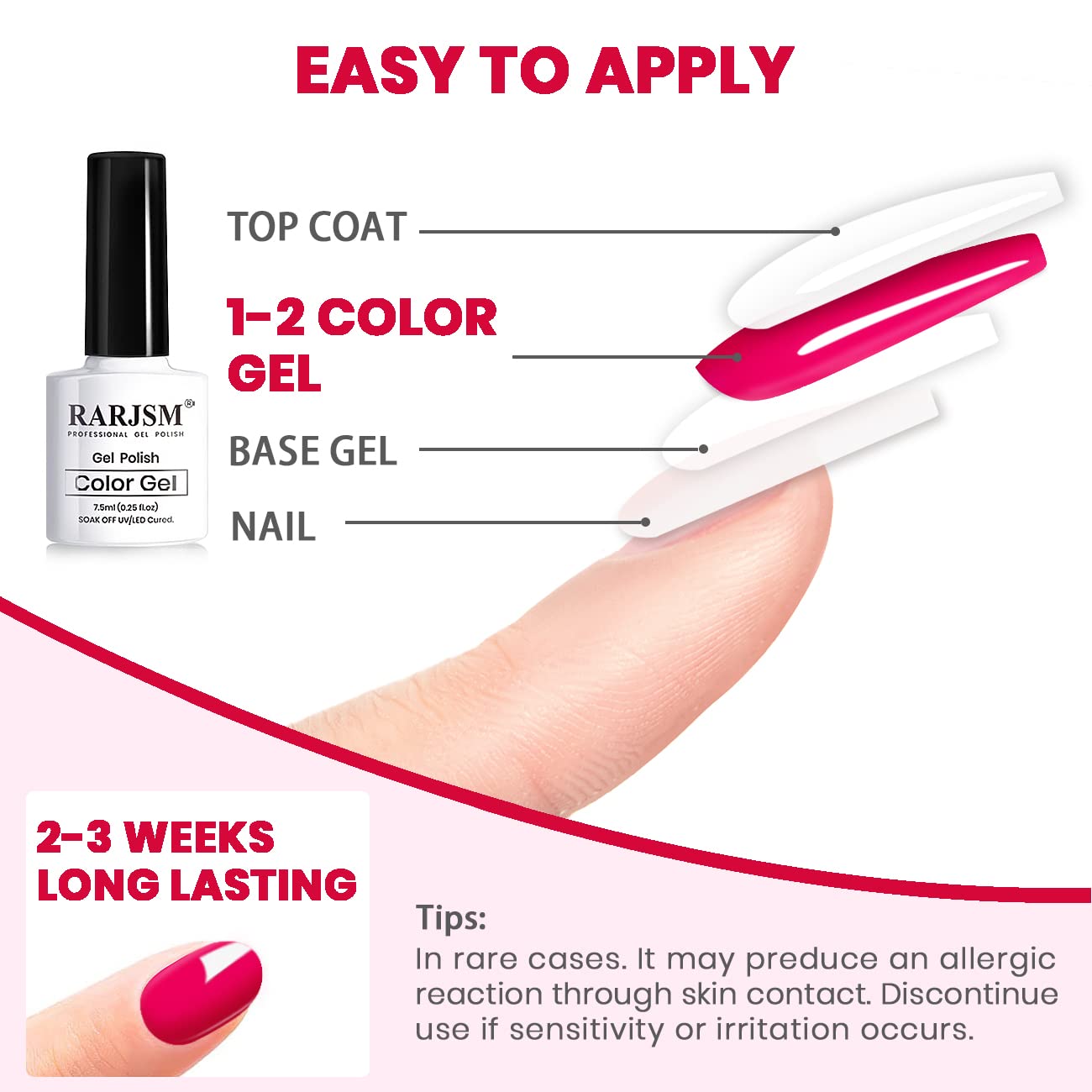 RARJSM sweet cherry hue provides bright manicure options.