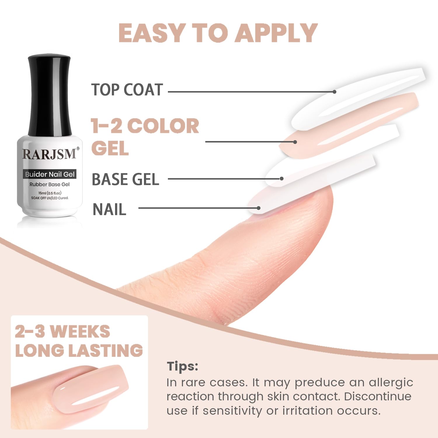 RARJSM Rubber Base Coat Nude Pink lamp cure; required UV or LED drying shown.