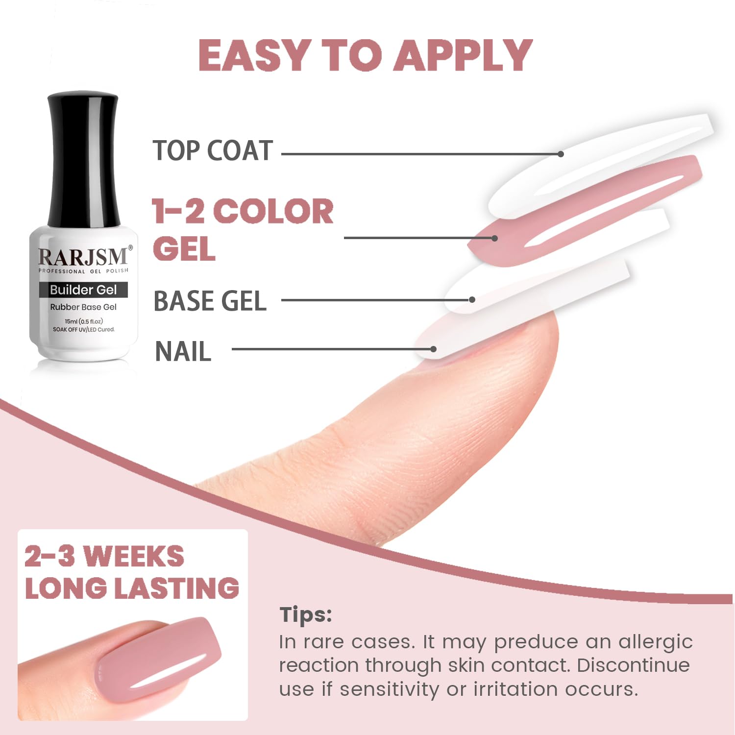 RARJSM Rubber Base Coat packaging shows a 15ml bottle for home use