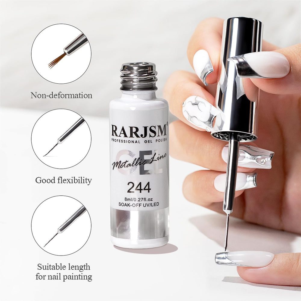 RARJSM silver glitter line highlights subtle chrome accents.