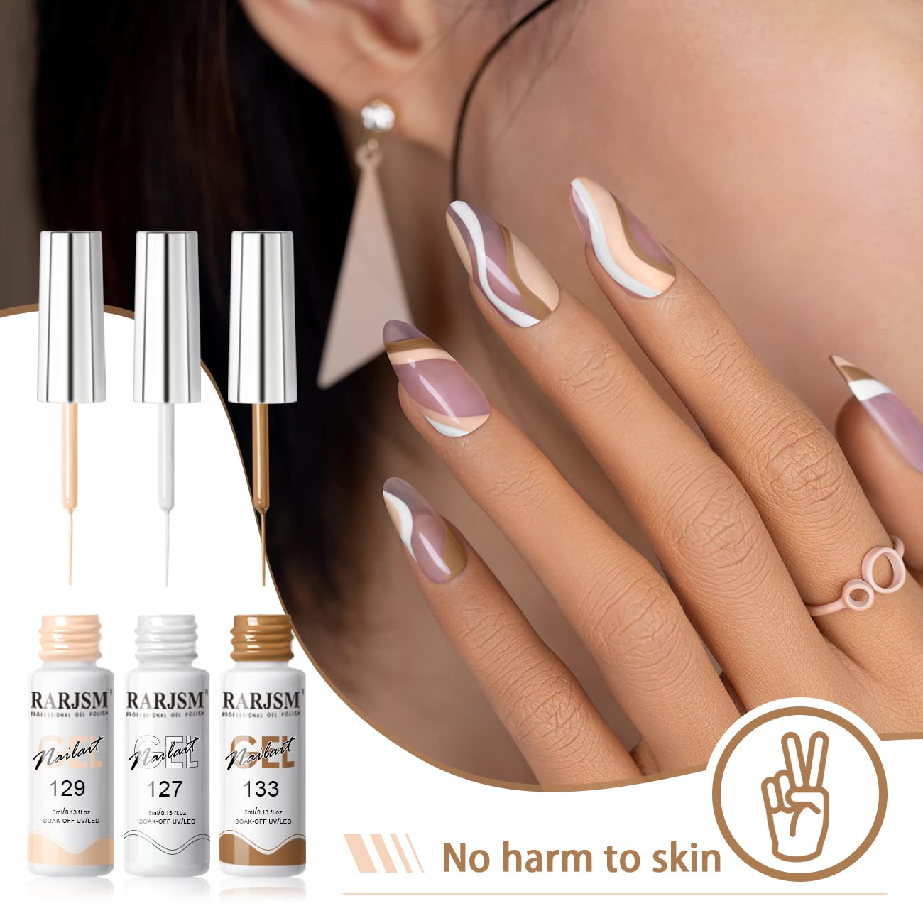 RARJSM slim sharp brush helps create detailed nail art.