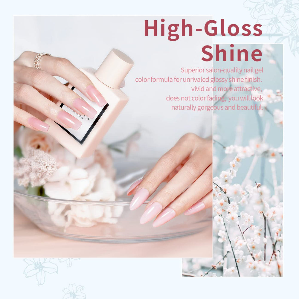 RARJSM translucent milk pink gel polish for soft, elegant nails